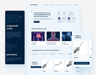 Main page - corporate website Procardia.pl contast corporatepage design geometric medical medtech product ui