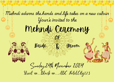 Mehndi ceremony invitation card graphic design