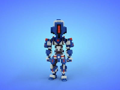 Robot 2 Voxel Character - 3D Lowpoly Model - Game Asset 3d 3d model character cyborg fantasy game art game asset humanoid lowpoly mech mecha rigged robot robots unity3d voxedit voxel art