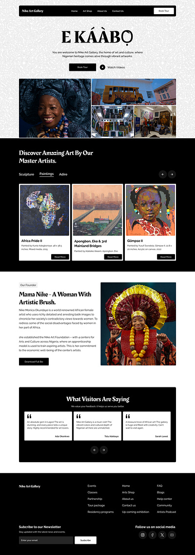 A Nigeria Art Gallery Landing Page Website