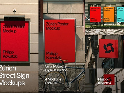 Sign & Posters Mockup Bundle Zürich city mockup mockup mockup bundle poster mockup sign mockup street sign urban poster mockup