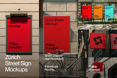 Sign & Posters Mockup Bundle Zürich city mockup mockup mockup bundle poster mockup sign mockup street sign urban poster mockup