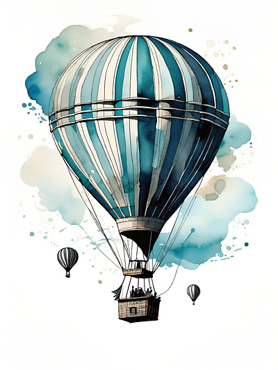 Gently drifting across the sky across digital drifting gently illustration sky vintage watercolor