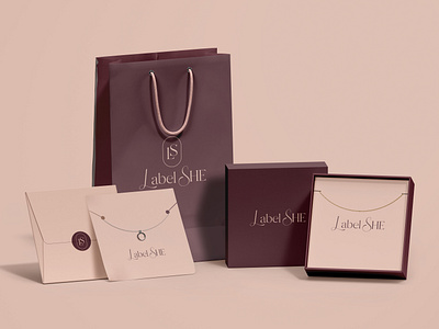 Elegant fashion branding, burgundy jewelry packaging design box fashion packaging packaging design