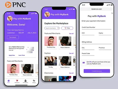 PNC Bank (U.S) - Pay with MyBank animation app branding design graphic design icon illustration logo motion graphics typography ui ux vector web website