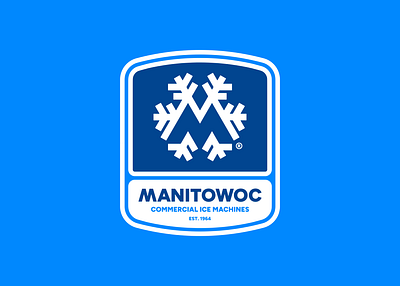 Manitowoc Badge Design badge brand identity branding design graphic design ice logo logo logomark logotype m logo snowflake logo vintage badge