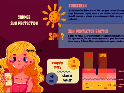 Summer Sun Protection Infographic activity care health hidration moisturizer outdoor prevention protect protection radiation safety skin spf summer sun sunblock sunburn sunscreen tanning tips