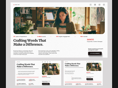 Copywriter Website | About Page Exploration about section copywriter design figma framer graphic design landing page portfolio ui visual design web design website design