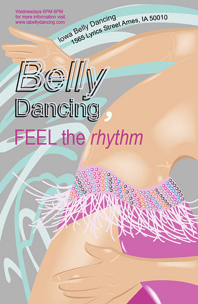 Promotional poster design for belly dancing classes creative typography graphic design illustration promotional poster