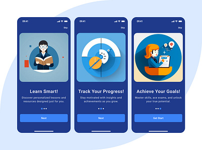 Educational App Onboarding Screens app goal achievement mobile modern design onboarding skill development ui uiux ux design