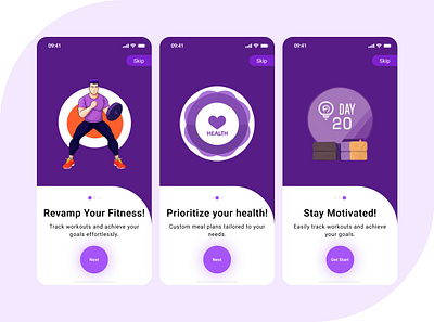 Health and Fitness Mobile App Onboarding Screen fitness community holistic health onboarding