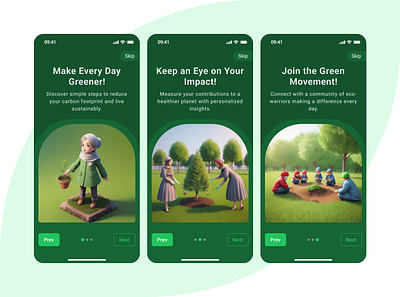 Greenify Mobile App - Onboarding Screen green movement.