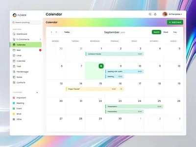 Calendar Page branding calendar calendar view dashborad design mockup monthly view task calendar ui weekly view yearly view