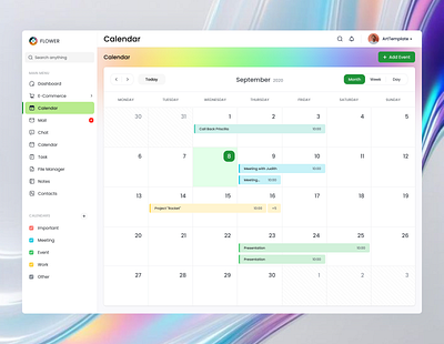 Calendar Page branding calendar calendar view dashborad design mockup monthly view task calendar ui weekly view yearly view