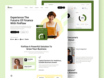 FinFlow - Finance Landing Page automatedsavings financeplatform financeui financialmanagement fintech landing page modernfinance moneymanagement rifath saasdesign seamlessfinance transactiontracking uiexploration userexperience uxdesign web website website design