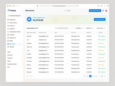 Merchants Page landing page merchant list merchant page merchants merchants details mockup project table design