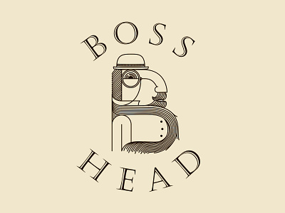 Boss Head Vintage Logo b bank banker boss brand branding businessman cout finance head heat letter lettering logo logotype man monocle retro vintage