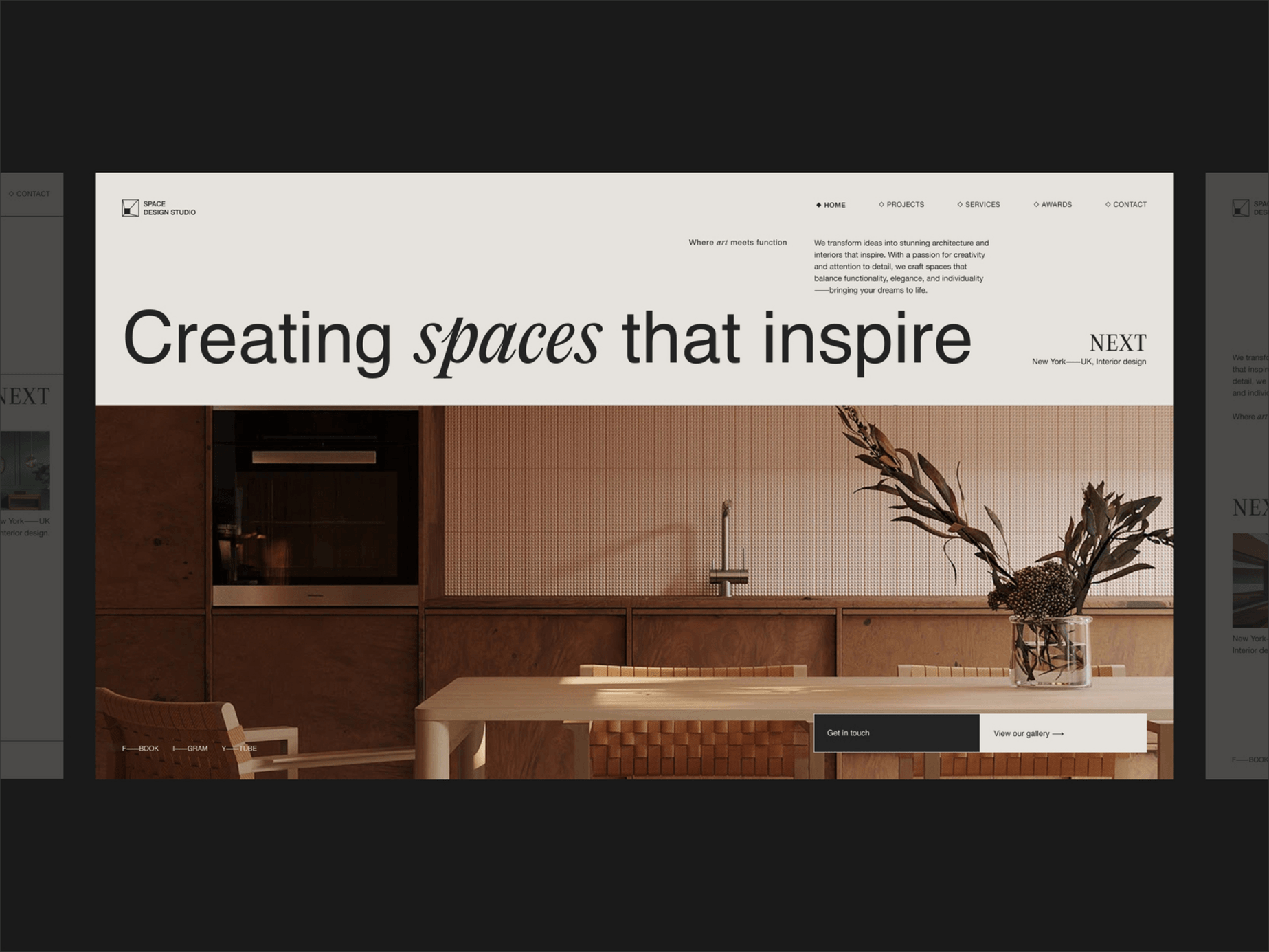 Space Design Studio⸻Landing Page app architecture branding design design trends graphic design interface design landing page layout design modern desing typography ui web design