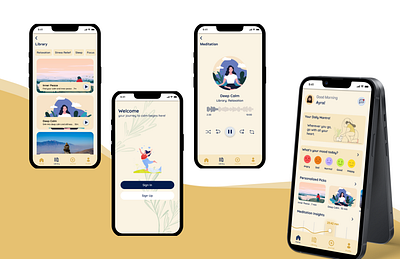 MedUno - Meditation & Wellness App appdesign calmness color design font meditation mobile mobileapp ui userexperience userinterface ux wellness