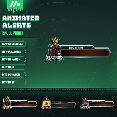 Skull Pirates Alerts Pack - Stream Alert Pack | Twitch Alert custom alerts