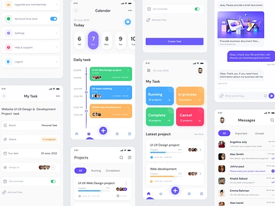 Task Management App UI Design app showcase calendar ui clean ui management app messaging system minimal design mobile app modern design productivity app project management project managment responsive ui task list task management task tracker todo app ui design user interface ux design vibrant colors