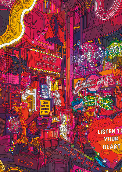 LISTEN architecture art digital illustration night painting street