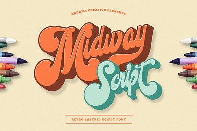 Midway Retro Script Font branding calligraphy casual classic comic decorative dingbat feminine font handwritten layered logo logo design midway retro script font packaging retro stylish superhero typography vintage