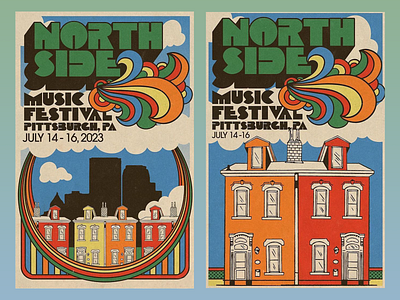 North Side Music Festival Retro Poster Design abstract patterns artistic advertising bold color palette bold graphics colorful visuals creative layout event branding event promotion festival vibes hand drawn elements music festival design nostalgic design poster artwork psychedelic art retro illustration retro lettering retro poster vibrant aesthetics vintage inspired art vintage typography