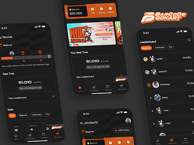 Barcode Gokart App: Track Records, Compete, and Earn Rewards ui ux