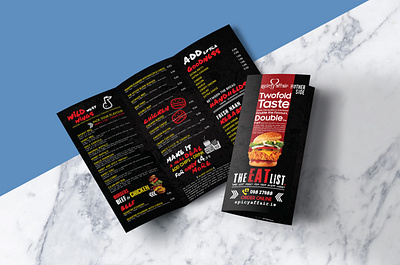 Tri-fold menu design for The Spicy Affair Restaurant ads design canva social media post design digital menu dining menu fast food menu fast food menu design flyer design graphic design instagram post design menu design menu design free menu design ideas menu flyer restaurant restaurant menu social media banner takeaway menu trifoldmenu trifoldmenudesign