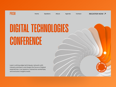 Conference Website Design Concept 3d clean conference conference website event website exhibition landing page orange ui uiux ux webdesign website design