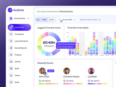 Time Tracker Software - Admin Dashboard Design admin portal dashboard design modern dashboard design saas saas dashboard team management time tracker concept time tracker dashboard time tracker design time tracker web app timetracker trendy dashboard design ui ux design web app