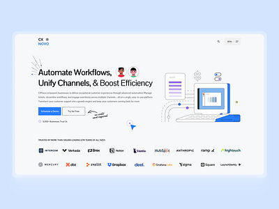 CXNovo - Customer experience automation platform Design Concept automation branding businessgrowth customerexperience cxnovo figmadesign omnichannelsupport uidesign uiux workflowautomation