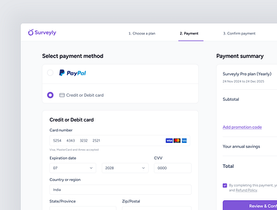 Surveyly - Streamlined SaaS Payment Flow