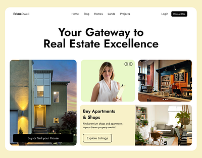 Real Estate Website Design advertising business design estate landing page figma marketing property real estate real estate website ui ui design uiux web design