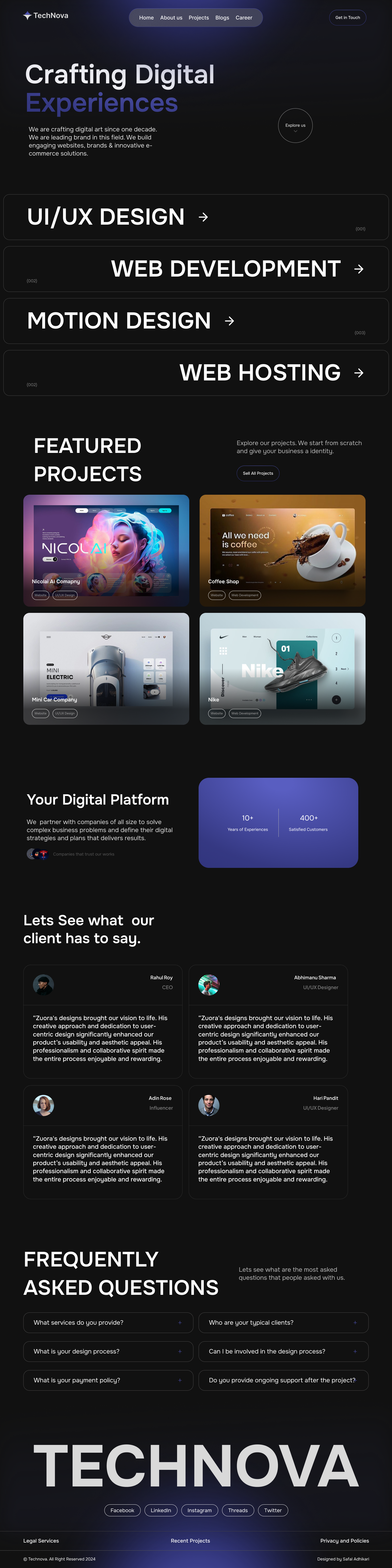 Example of Custom Website & Landing Page Design