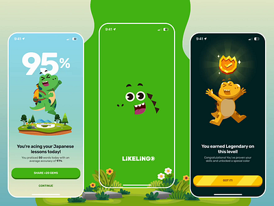 Educational App | Inspired by Duolingo App coin congratulatory dinosaurs duolingo educational app figma gold green illustration illustrator ui design ux design