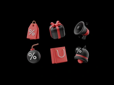 Must-Have 3D Icons for Black Friday! 3d blackfriday design ecommerce icon icons iconset market shop shopping ui