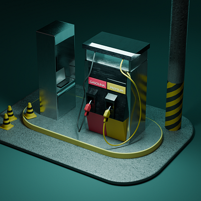 Gas Station 3d 3d illustration blender gas station gasolime ligthtning love modeling road street traffic