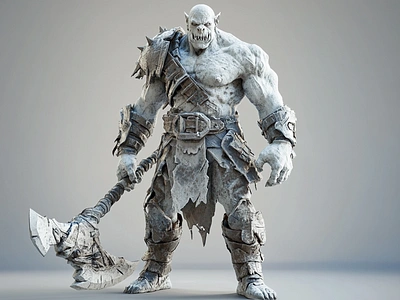 Stone Guardian Warrior 3d 3d modelling 54pl8v3 blender cgi character design combat giant orc rugged