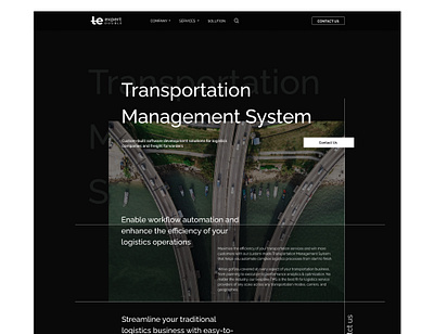 Landing page for transport management system black landing page transport management system ui uiux design ux web design