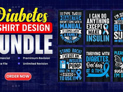 Diabetes T-Shirt Design Bundle diabetes t shirts design in 2024