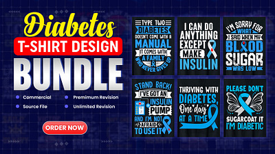 Diabetes T-Shirt Design Bundle diabetes t shirts design in 2024