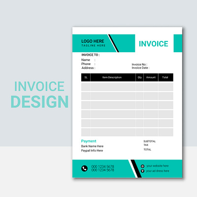 Invoice Design 3d advertising animation brand identity branding brochure flyer design graphic design graphic designer invoice design logo marketing motion graphics pattern design social media post template