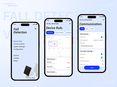 IOT UI blue card cv design fall detection iot mobile rule settings ui