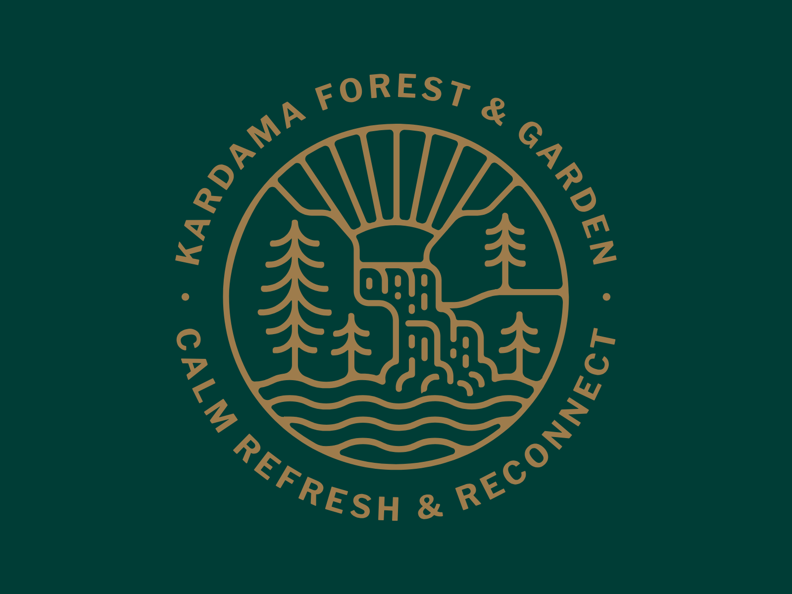 Kardama Forest & Garden — Logo Design branding business forest gold green line logo minimal modern monogram