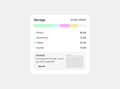 Storage ui card clean design design minimalist design ui ui card ui design ui ux web design website design