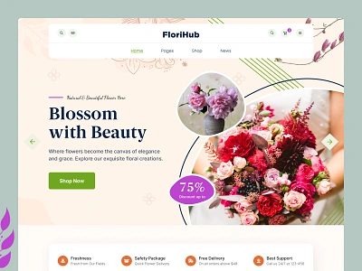 Website Landing Page Desing For Flower Shop bouquet store branding design flower flower delivery service flower store flower website free landing page full page design gardening plant website landing page landing page design plant plant shop ui web design webflow design agency website design website landing page