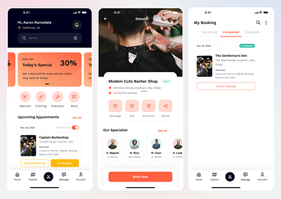 Barber Booking Ui barber booing app barber ui booking app ui