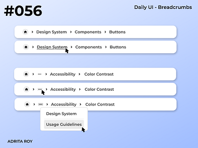 Daily UI 056 - Breadcrumbs branding breadcrumb component dailychallenge dailyui design design system designer desktop figma portfolio product product design prototype ui ui component ui element ux ux design wireframe